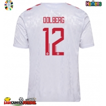 Camisa de Futebol Dinamarca Kasper Dolberg #12 Equipamento Secundário Europeu 2024 Manga Curta